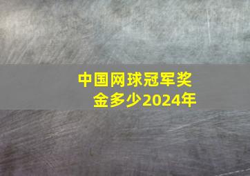 中国网球冠军奖金多少2024年