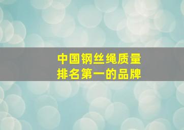 中国钢丝绳质量排名第一的品牌