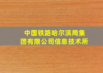 中国铁路哈尔滨局集团有限公司信息技术所