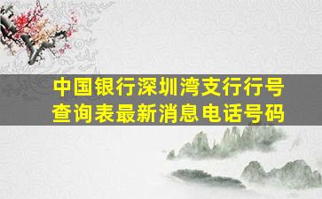 中国银行深圳湾支行行号查询表最新消息电话号码