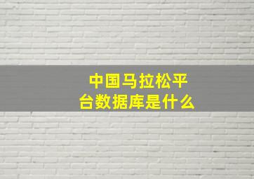 中国马拉松平台数据库是什么