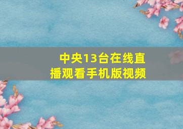 中央13台在线直播观看手机版视频