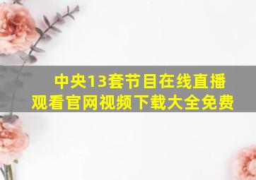 中央13套节目在线直播观看官网视频下载大全免费