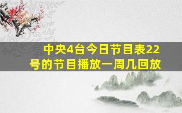 中央4台今日节目表22号的节目播放一周几回放