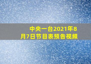 中央一台2021年8月7日节目表预告视频