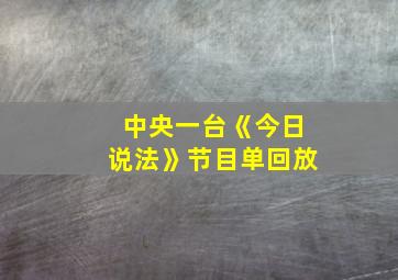 中央一台《今日说法》节目单回放