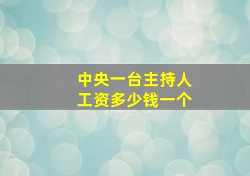 中央一台主持人工资多少钱一个