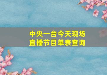 中央一台今天现场直播节目单表查询