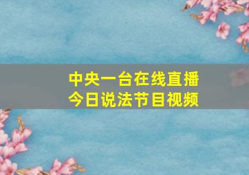 中央一台在线直播今日说法节目视频