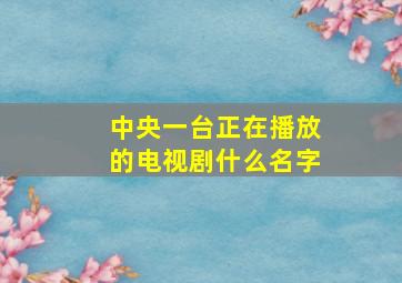 中央一台正在播放的电视剧什么名字