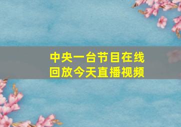 中央一台节目在线回放今天直播视频