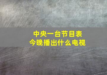 中央一台节目表今晚播出什么电视