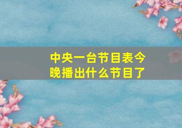 中央一台节目表今晚播出什么节目了