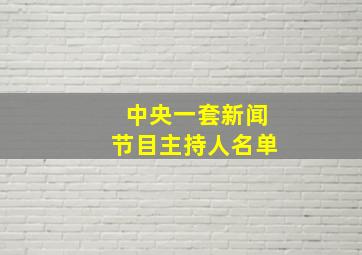 中央一套新闻节目主持人名单