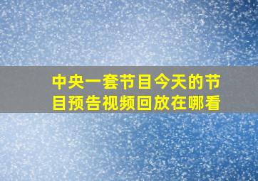 中央一套节目今天的节目预告视频回放在哪看