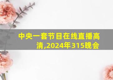 中央一套节目在线直播高清,2024年315晚会