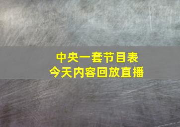 中央一套节目表今天内容回放直播