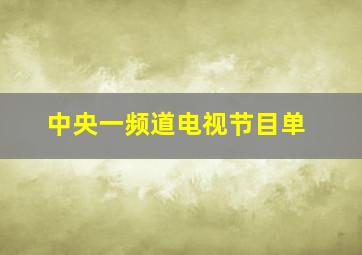 中央一频道电视节目单