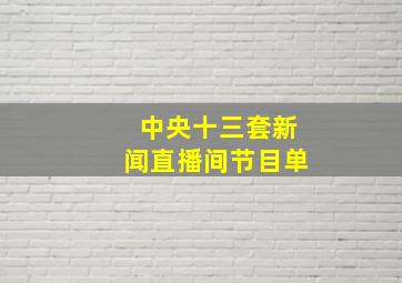 中央十三套新闻直播间节目单