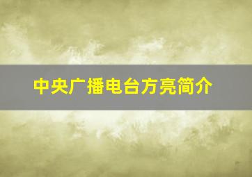 中央广播电台方亮简介