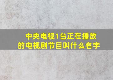 中央电视1台正在播放的电视剧节目叫什么名字