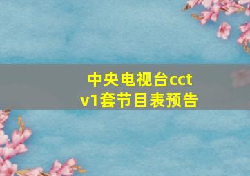 中央电视台cctv1套节目表预告