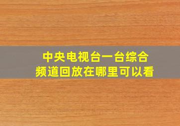 中央电视台一台综合频道回放在哪里可以看