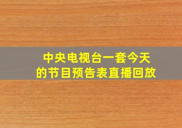 中央电视台一套今天的节目预告表直播回放