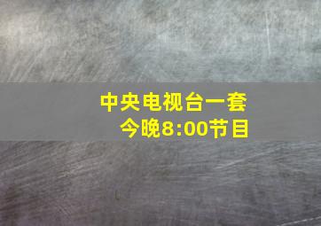 中央电视台一套今晚8:00节目