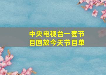 中央电视台一套节目回放今天节目单