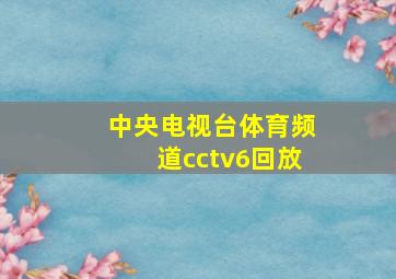 中央电视台体育频道cctv6回放