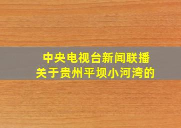 中央电视台新闻联播关于贵州平坝小河湾的