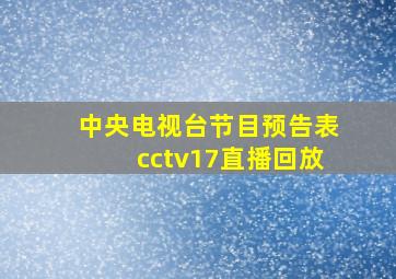 中央电视台节目预告表cctv17直播回放