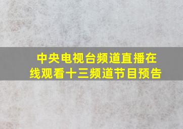 中央电视台频道直播在线观看十三频道节目预告