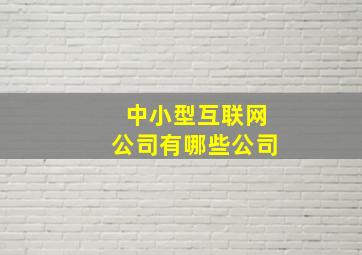 中小型互联网公司有哪些公司