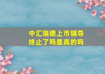 中汇瑞德上市辅导终止了吗是真的吗