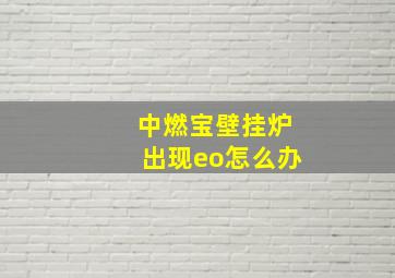 中燃宝壁挂炉出现eo怎么办