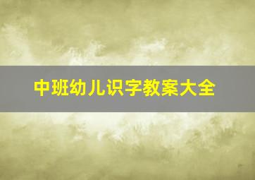 中班幼儿识字教案大全