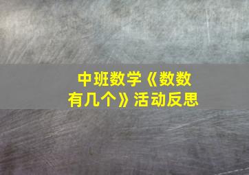 中班数学《数数有几个》活动反思