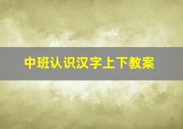 中班认识汉字上下教案