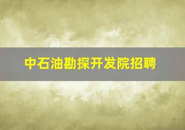 中石油勘探开发院招聘