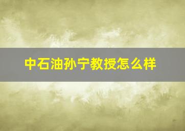 中石油孙宁教授怎么样