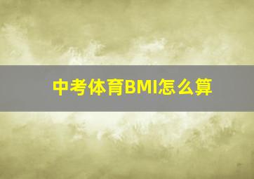 中考体育BMI怎么算