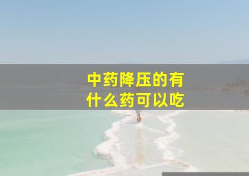 中药降压的有什么药可以吃