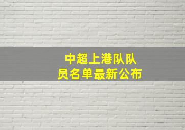 中超上港队队员名单最新公布