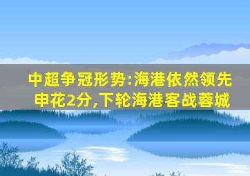 中超争冠形势:海港依然领先申花2分,下轮海港客战蓉城