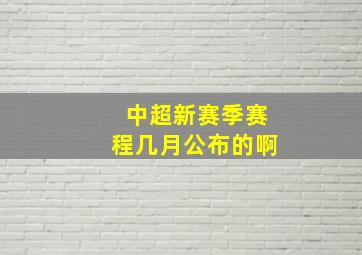 中超新赛季赛程几月公布的啊