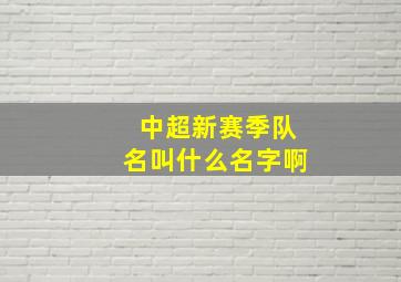 中超新赛季队名叫什么名字啊