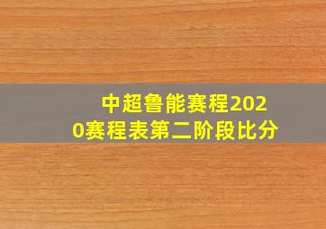 中超鲁能赛程2020赛程表第二阶段比分