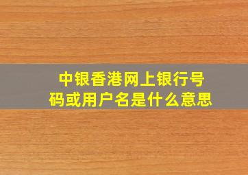 中银香港网上银行号码或用户名是什么意思